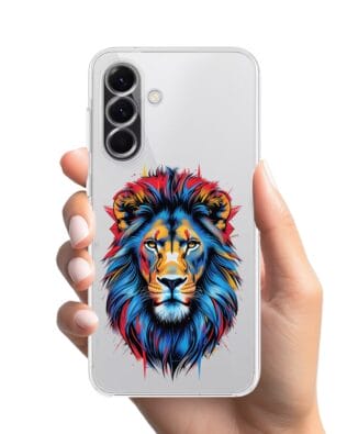 Etui do Samsung Galaxy A56 5G przeźroczyste, silikonowe Flexi, Dzika Mandala, Lew
