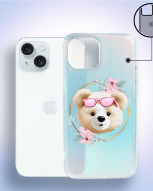 Etui do iPhone 15 IBIZU California Sunset, zmieniające kolor, Flower Queen, miś z kwiatami