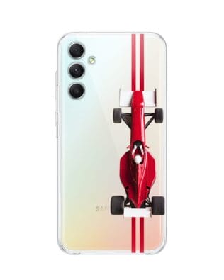 Etui do Samsung Galaxy A34 5G przeźroczyste, silikonowe Flexi, Szybkie Auta, czerwone F1