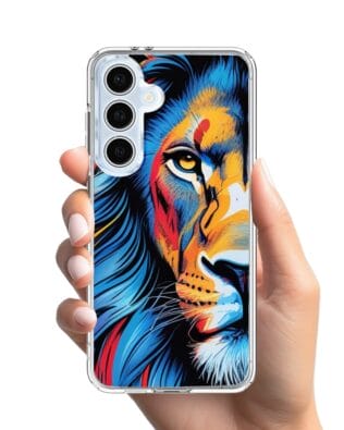 Etui do Samsung Galaxy S24 FE z MagSafe przeźroczyste, silikonowe Flexi, Dzika Mandala, Lwie spojrzenie