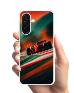 Etui do Samsung Galaxy A26 5G z MagSafe przeźroczyste, silikonowe Flexi, Szybkie Auta, Wyścig F1