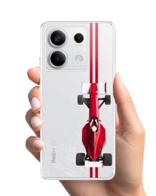 Etui do Xiaomi Redmi Note 13 Pro 5G przeźroczyste, silikonowe Flexi, Szybkie Auta, czerwone F1