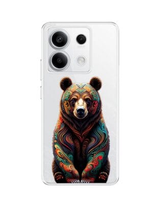 Etui do Xiaomi Redmi Note 13 Pro 5G przeźroczyste, silikonowe Flexi, Dzika Mandala, Niedźwiedź