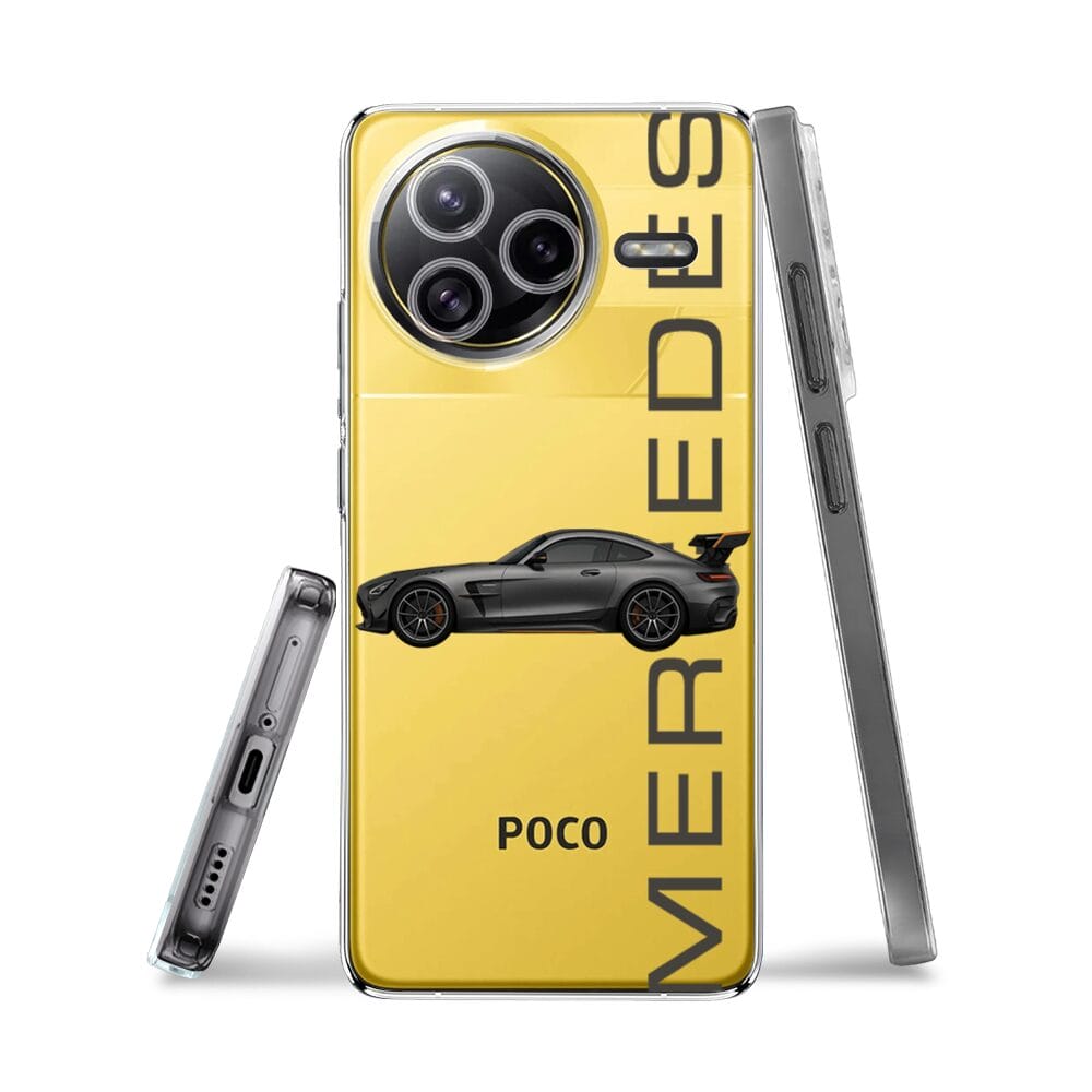 Etui do Xiaomi POCO F7 Ultra przeźroczyste, silikonowe Flexi, Szybkie Auta, Stalowe AMG-GT - obrazek 3