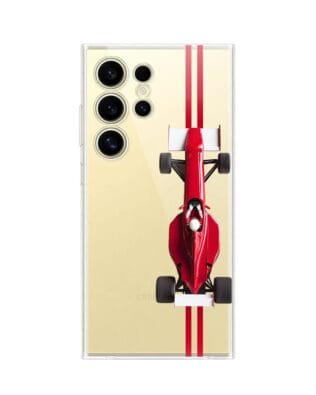 Etui do Samsung Galaxy S24 Ultra przeźroczyste, silikonowe Flexi, Szybkie Auta, czerwone F1