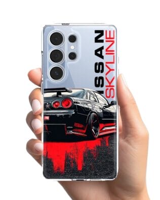 Etui do Samsung Galaxy S25 Ultra przeźroczyste, silikonowe Flexi, Szybkie Auta, czarny Skyline