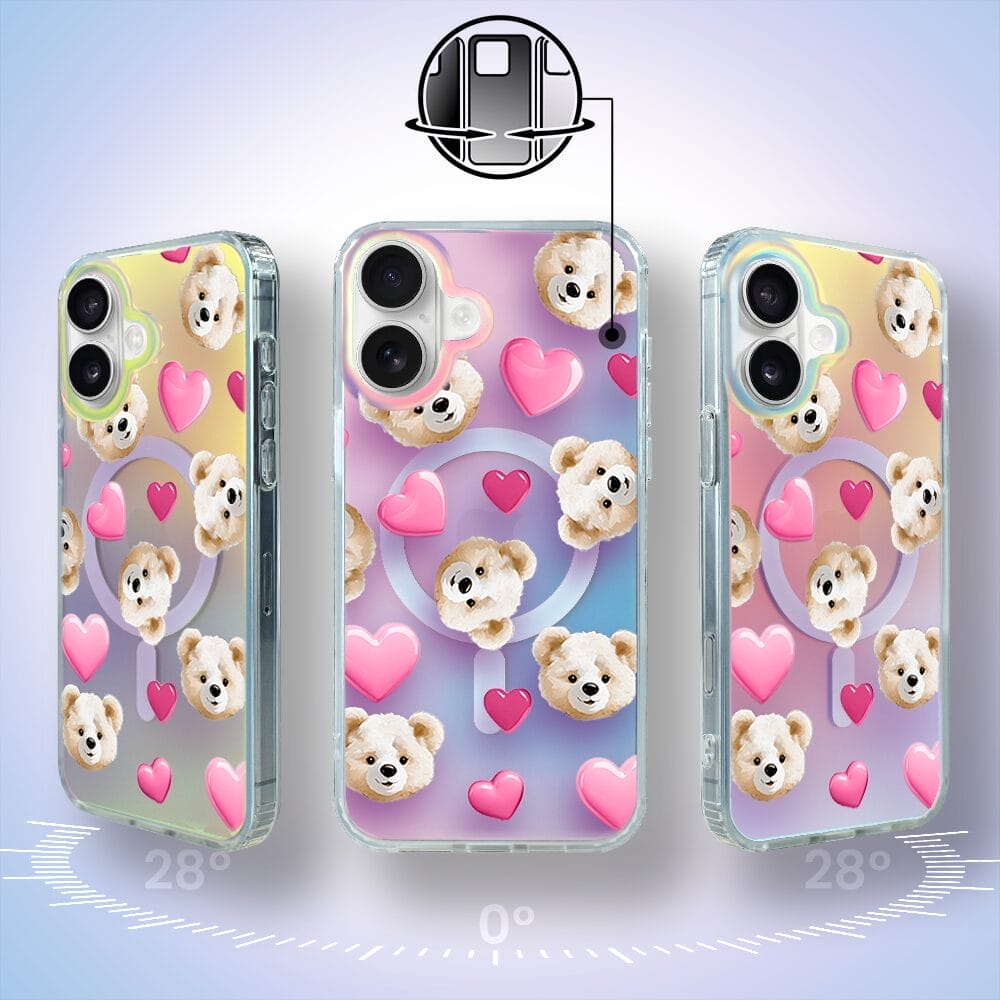 Etui do iPhone 16 Plus IBIZU California Sunset z MagSafe, zmieniające kolor, Love Mood, miś i serduszka - obrazek 6