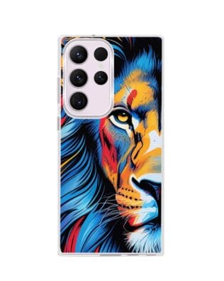 Etui do Samsung Galaxy S23 Ultra z MagSafe przeźroczyste, silikonowe Flexi, Dzika Mandala, Lwie spojrzenie