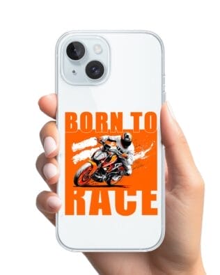 Etui do iPhone 15 Plus przeźroczyste, silikonowe Flexi, Bikers, Ścigacz