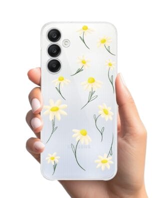 Etui do Samsung Galaxy A25 5G przeźroczyste, silikonowe Flexi, stokrotki