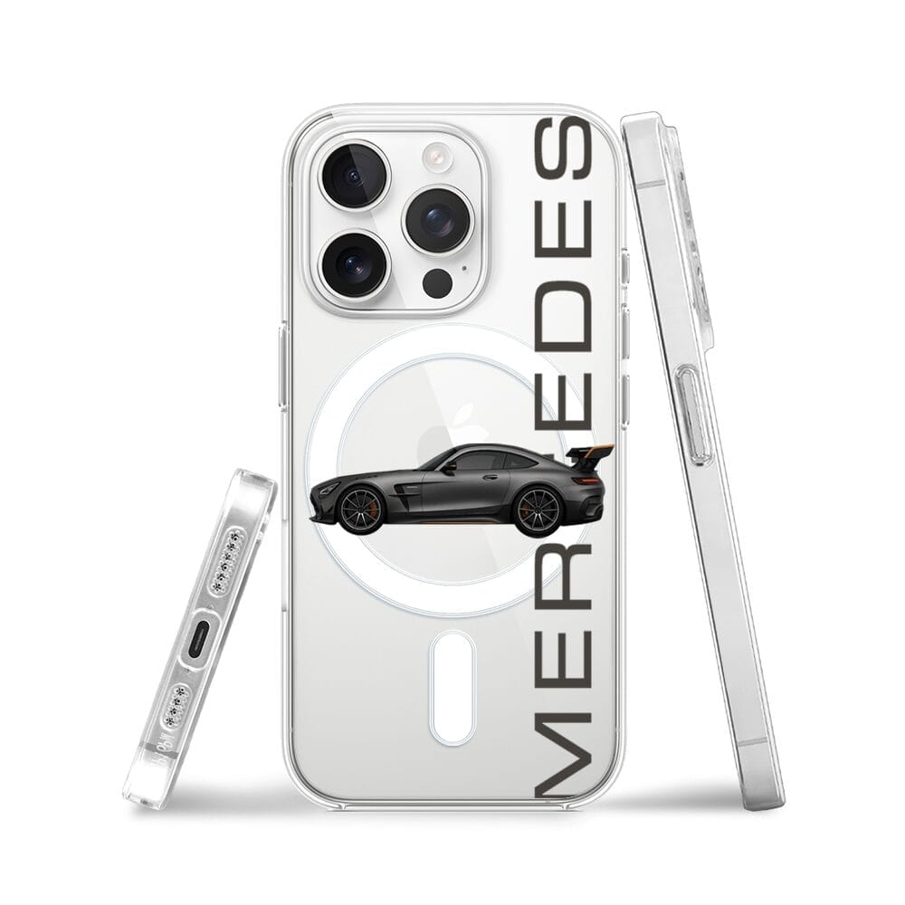 Etui do iPhone 14 Pro z MagSafe przeźroczyste, silikonowe Flexi, Szybkie Auta, Stalowe AMG-GT - obrazek 3