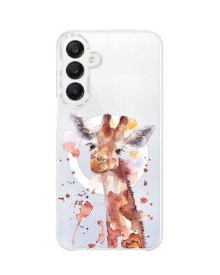 Etui do Samsung Galaxy A25 5G z MagSafe przeźroczyste, silikonowe Flexi, Akwarelowe Zoo, Żyrafa