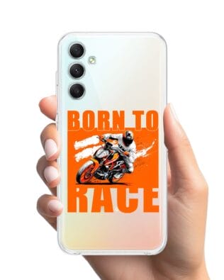 Etui do Samsung Galaxy A34 5G przeźroczyste, silikonowe Flexi, Bikers, Ścigacz