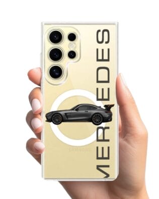 Etui do Samsung Galaxy S24 Ultra z MagSafe przeźroczyste, silikonowe Flexi, Szybkie Auta, Stalowe AMG-GT