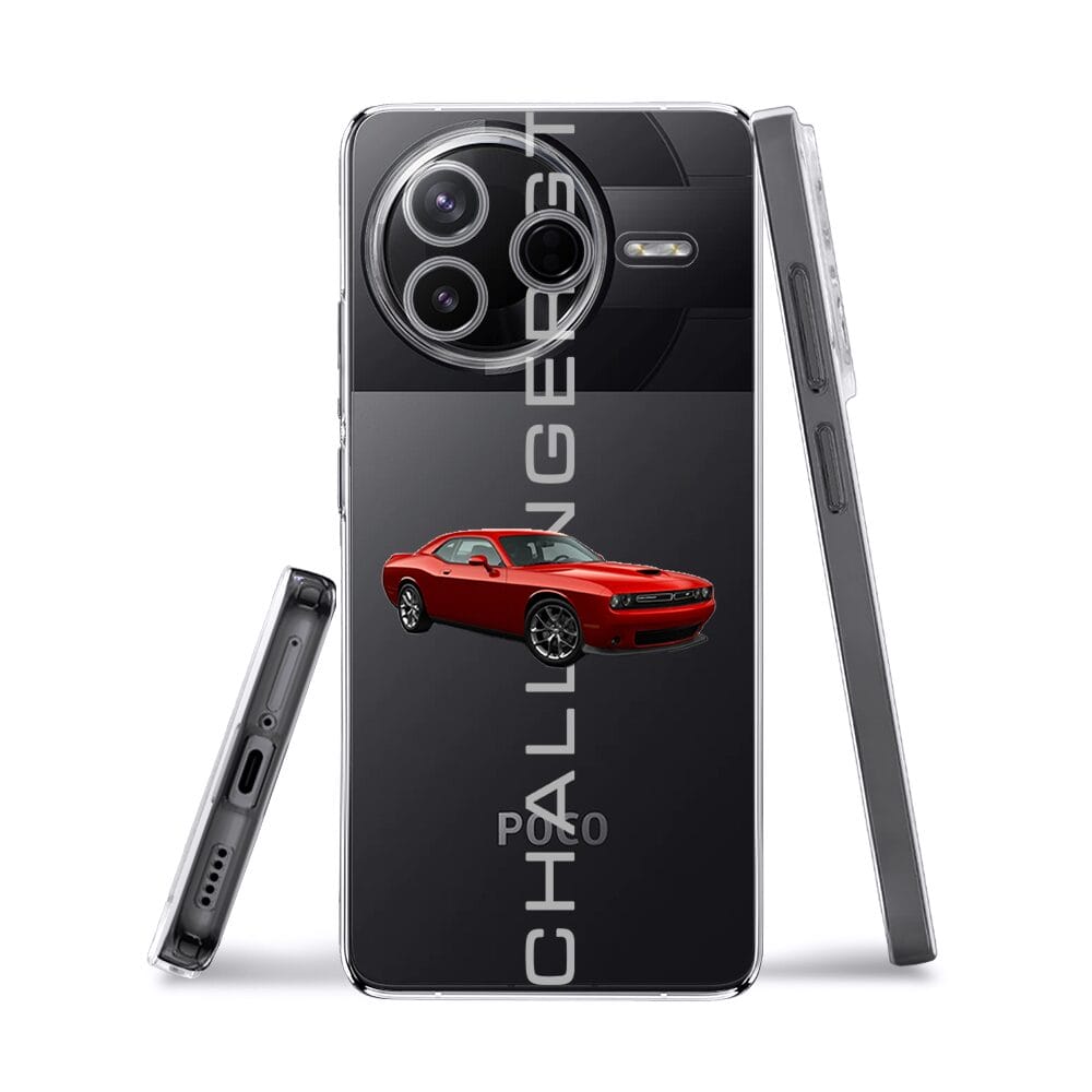 Etui do Xiaomi POCO F7 Pro przeźroczyste, silikonowe Flexi, Szybkie Auta, czerwony Challenger GT - obrazek 3