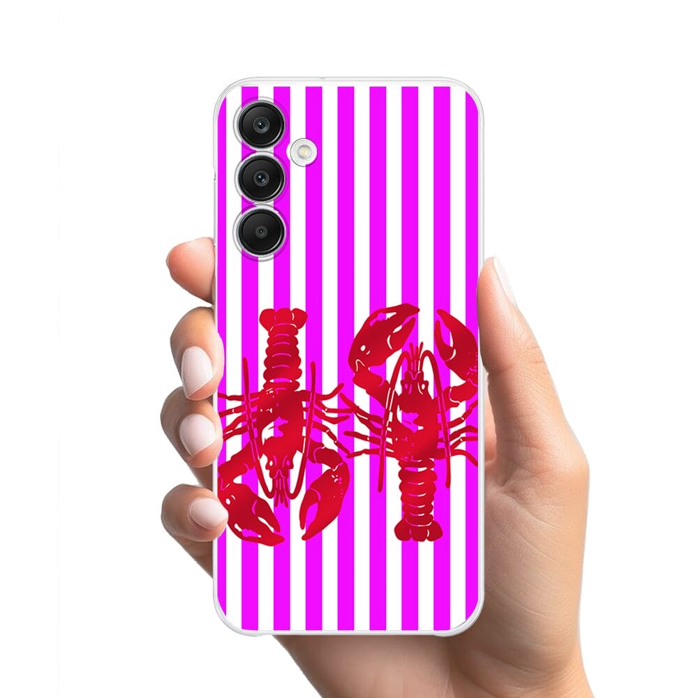 Etui do Samsung Galaxy A25 5G przeźroczyste, silikonowe Flexi, kraby z różowymi paskami - obrazek 2