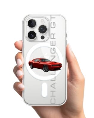 Etui do iPhone 13 Pro z MagSafe przeźroczyste, silikonowe Flexi, Szybkie Auta, czerwony Challenger GT