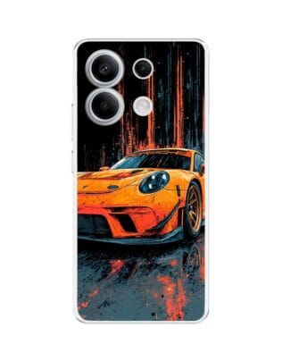Etui do Xiaomi Redmi Note 13 Pro 5G przeźroczyste, silikonowe Flexi, Szybkie Auta, Pomarańczowa 911