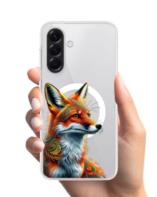 Etui do Samsung Galaxy A56 5G z MagSafe przeźroczyste, silikonowe Flexi, Dzika Mandala, Twarz lisa