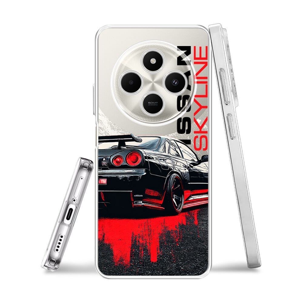 Etui do Xiaomi POCO C75 przeźroczyste, silikonowe Flexi, Szybkie Auta, czarny Skyline - obrazek 3