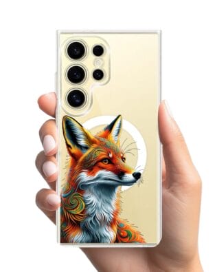 Etui do Samsung Galaxy S24 Ultra z MagSafe przeźroczyste, silikonowe Flexi, Dzika Mandala, Twarz lisa