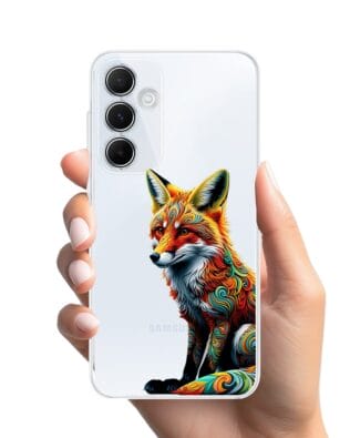 Etui do Samsung Galaxy M35 5G przeźroczyste, silikonowe Flexi, Dzika Mandala, Lis