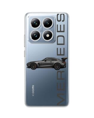 Etui do Xiaomi 14T Pro przeźroczyste, silikonowe Flexi, Szybkie Auta, Stalowe AMG-GT