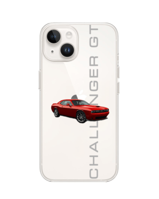 Etui do iPhone 13 Mini przeźroczyste, silikonowe Flexi, Szybkie Auta, czerwony Challenger GT