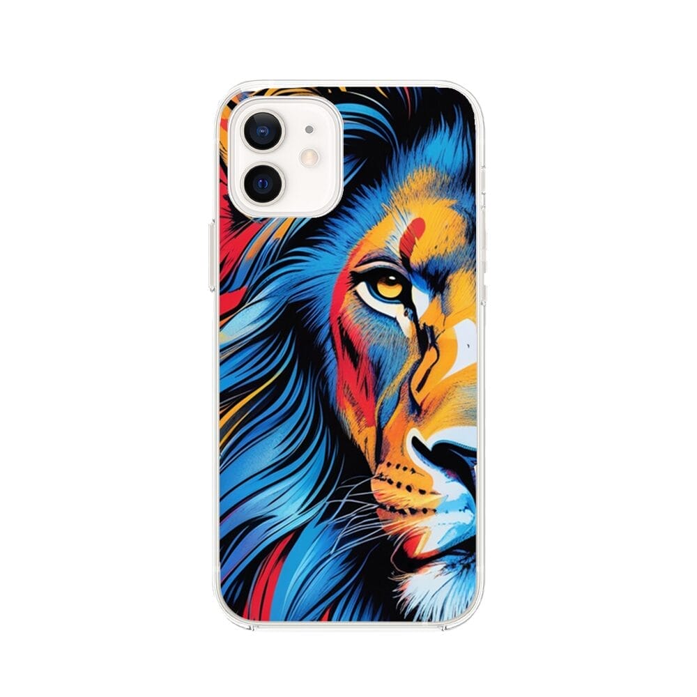 Etui do iPhone 12 przeźroczyste, silikonowe Flexi, Dzika Mandala, Lwie spojrzenie
