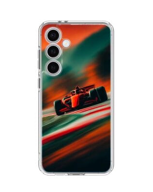 Etui do Samsung Galaxy S24 FE przeźroczyste, silikonowe Flexi, Szybkie Auta, Wyścig F1