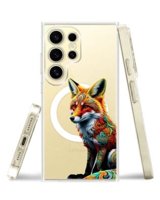 Etui do Samsung Galaxy S24 Ultra z MagSafe przeźroczyste, silikonowe Flexi, Dzika Mandala, Lis