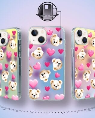 Etui do iPhone 13 IBIZU California Sunset zmieniające kolor, Love Mood, miś i serduszka