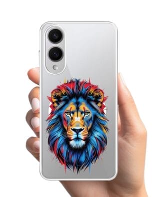 Etui do Samsung Galaxy S25 Edge z MagSafe przeźroczyste, silikonowe Flexi, Dzika Mandala, Lew