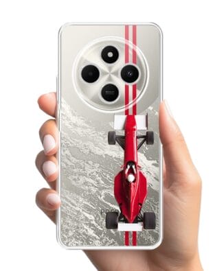 Etui do Xiaomi POCO C75 przeźroczyste, silikonowe Flexi, Szybkie Auta, czerwone F1