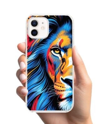 Etui do iPhone 12 z MagSafe przeźroczyste, silikonowe Flexi, Dzika Mandala, Lwie spojrzenie