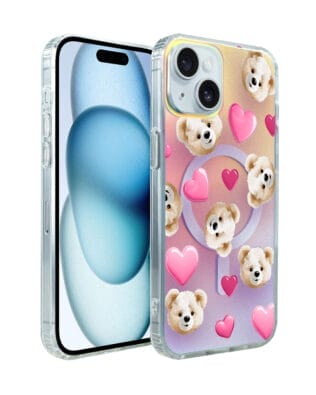 Etui do iPhone 15 Plus IBIZU California Sunset z MagSafe, zmieniające kolor, Love Mood, miś i serduszka