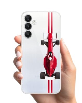 Etui do Samsung Galaxy A25 5G przeźroczyste, silikonowe Flexi, Szybkie Auta, czerwone F1