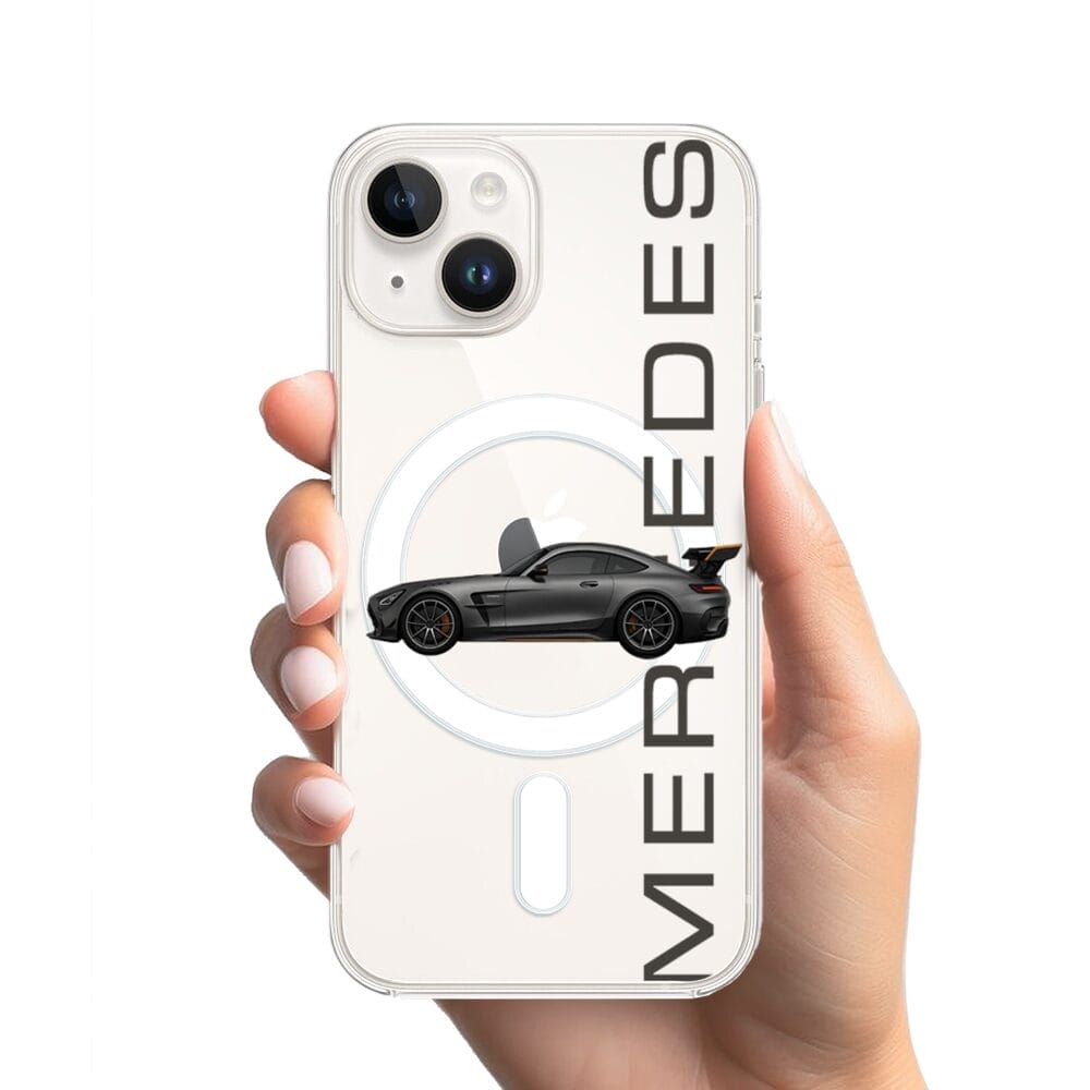 Etui do iPhone 13 z MagSafe przeźroczyste, silikonowe Flexi, Szybkie Auta, Stalowe AMG-GT - obrazek 2