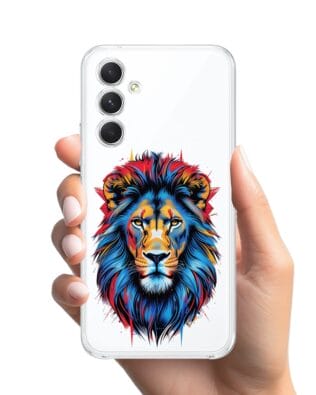Etui do Samsung Galaxy A54 5G przeźroczyste, silikonowe Flexi, Dzika Mandala, Lew