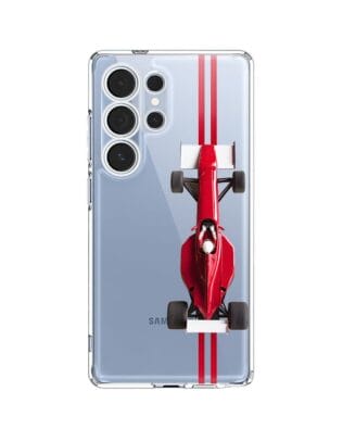 Etui do Samsung Galaxy S25 Ultra przeźroczyste, silikonowe Flexi, Szybkie Auta, czerwone F1