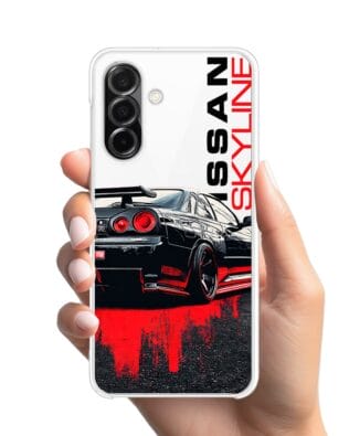 Etui do Samsung Galaxy A26 5G przeźroczyste, silikonowe Flexi, Szybkie Auta, czarny Skyline