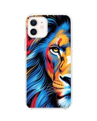 Etui do iPhone 12 Mini z MagSafe przeźroczyste, silikonowe Flexi, Dzika Mandala, Lwie spojrzenie
