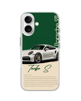 Etui do iPhone 16 przeźroczyste, silikonowe Flexi, Szybkie Auta, Elegancja 911