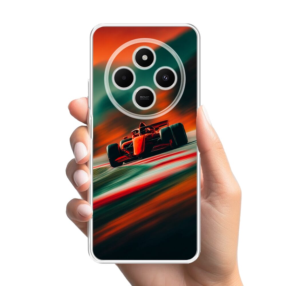 Etui do Xiaomi POCO C75 przeźroczyste, silikonowe Flexi, Szybkie Auta, Wyścig F1 - obrazek 2