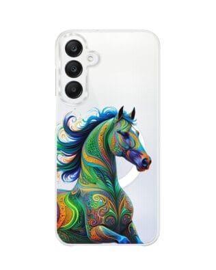 Etui do Samsung Galaxy A25 5G z MagSafe przeźroczyste, silikonowe Flexi, Dzika Mandala, Koń