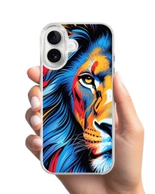 Etui do iPhone 16 Plus z MagSafe przeźroczyste, silikonowe Flexi, Dzika Mandala, Lwie spojrzenie