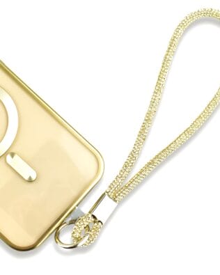 Krótka smycz, pasek na nadgarstek do telefonu, złota, błyszcząca