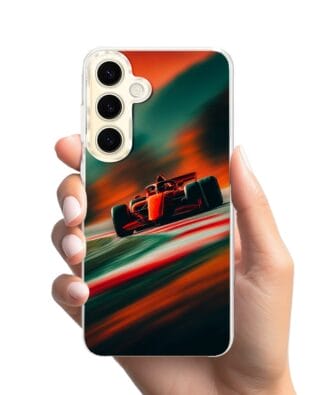 Etui do Samsung Galaxy S24 z MagSafe przeźroczyste, silikonowe Flexi, Szybkie Auta, Wyścig F1