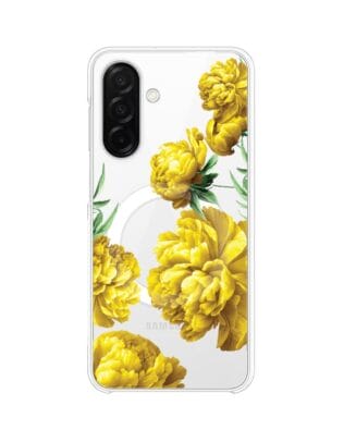 Etui do Samsung Galaxy A26 5G z MagSafe przeźroczyste, silikonowe Flexi, żółte piwonie