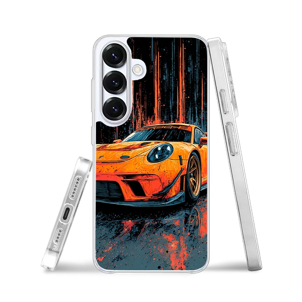 Etui do Samsung Galaxy S25 Plus z MagSafe przeźroczyste, silikonowe Flexi, Szybkie Auta, Pomarańczowa 911 - obrazek 3